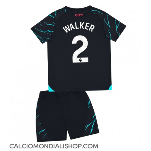 Maglie da calcio Manchester City Kyle Walker #2 Terza Maglia Bambino 2023-24 Manica Corta (+ Pantaloni corti)